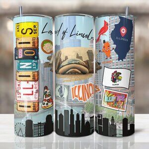 Illinois Tumbler, Chicago Tumbler, Illinois State Gift, 20oz Skinny Tumbler
